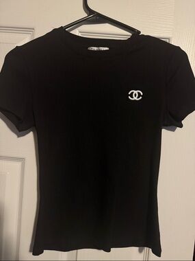 CHANEL | Tops | Chanel Black Cc Logo Tank Crop Top Size 38 | Poshmark